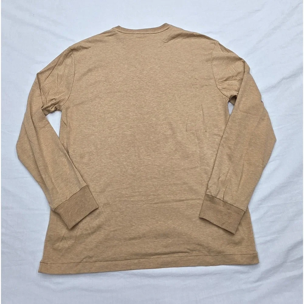 Polo Ralph Lauren Mens Classic Fit Long Sleeve T-Shirt Tan Heather Small